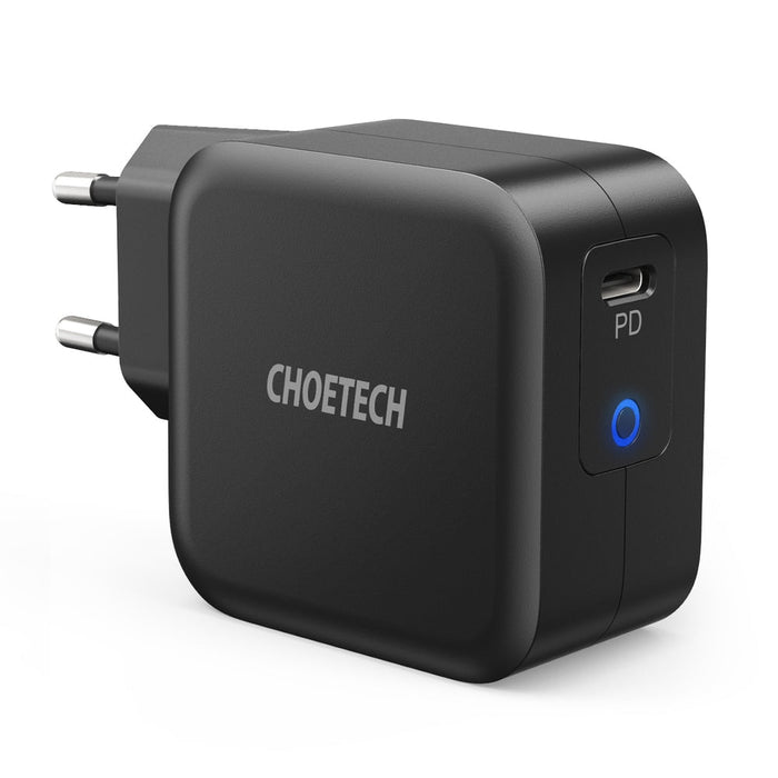 Мрежово зарядно Choetech Q6006, GaN, USB-C, 60W, Power Delivery, USB-C към USB-C, 1.8m, черен