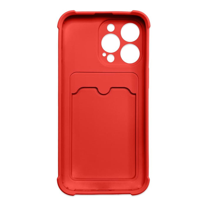 Кейс с отделение за карти HQWear за iPhone 13 Pro, Червен