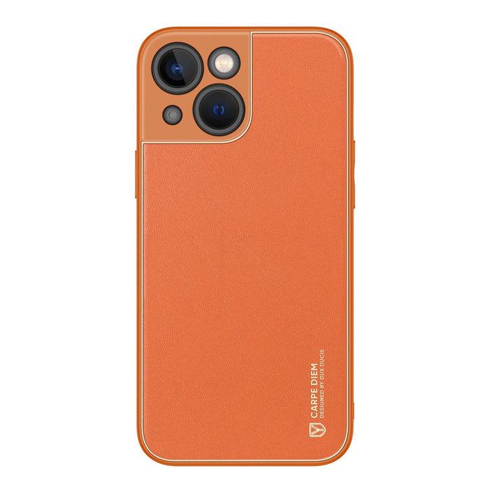 Калъф Dux Ducis Yolo от TPU и кожа за iPhone 13 mini оранжев