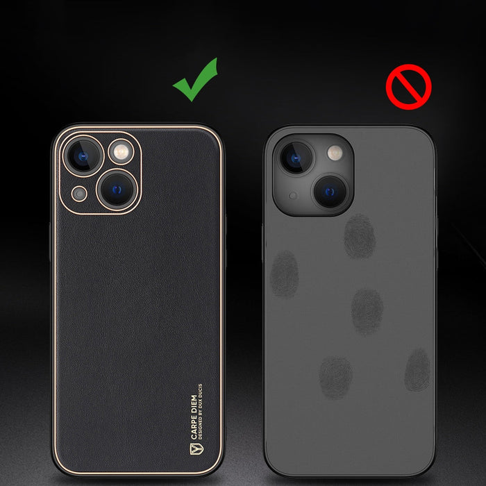 Калъф Dux Ducis Yolo от TPU и кожа за iPhone 13 mini оранжев