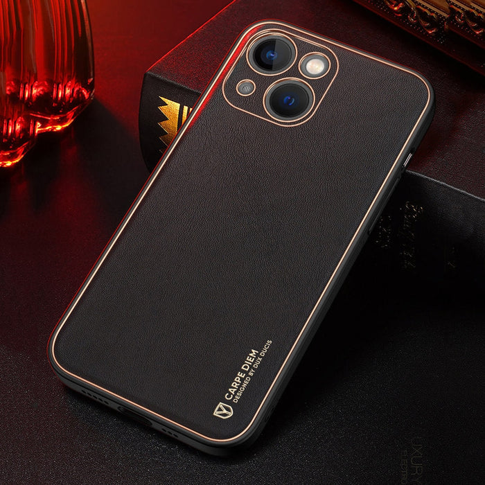 Калъф Dux Ducis Yolo от TPU и кожа за iPhone 13 mini оранжев