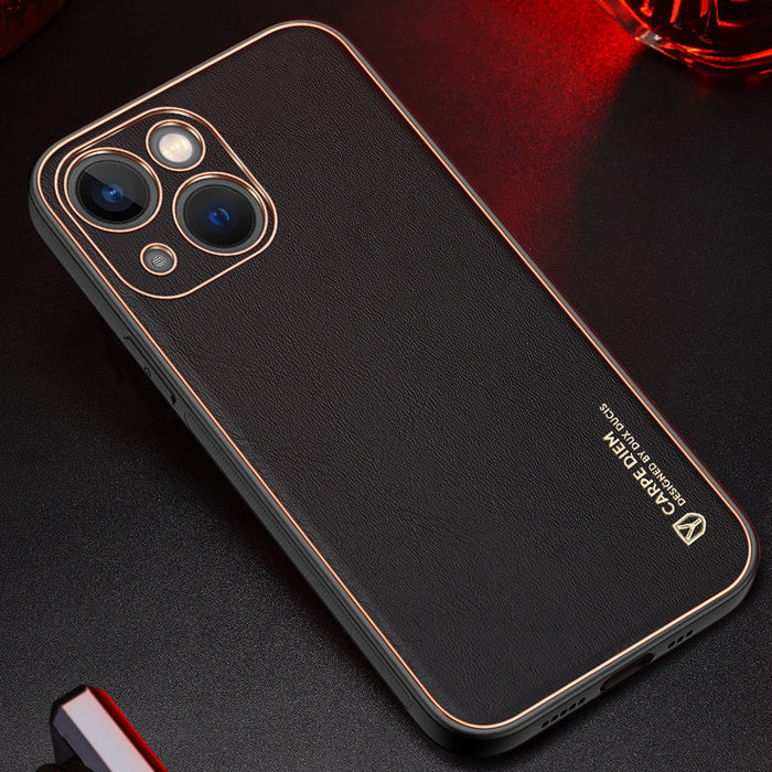 Калъф Dux Ducis Yolo от TPU и кожа за iPhone 13 mini оранжев
