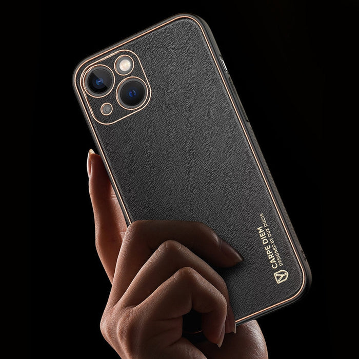 Калъф Dux Ducis Yolo от TPU и кожа за iPhone 13 mini оранжев