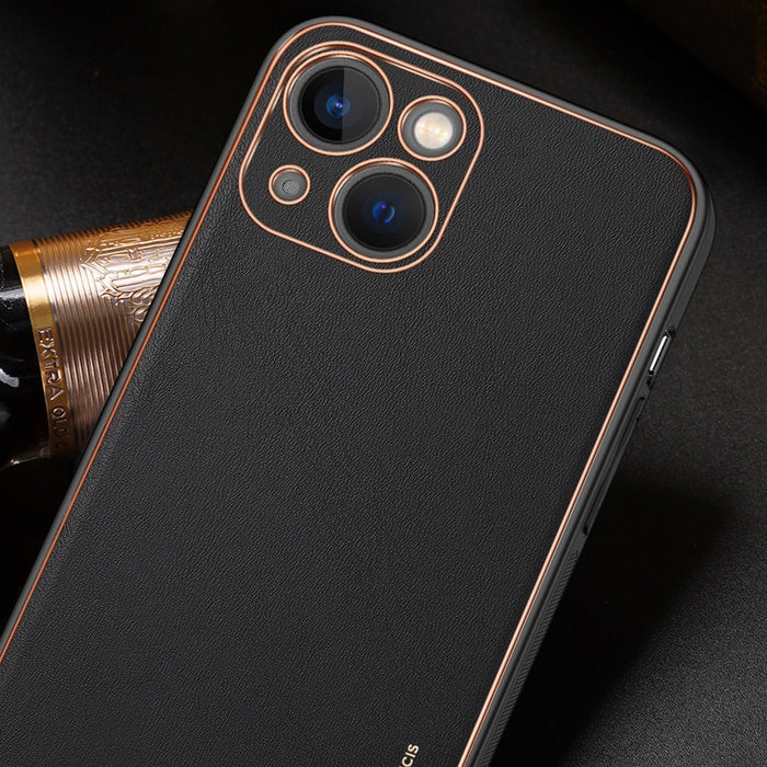 Калъф Dux Ducis Yolo от TPU и кожа за iPhone 13 mini оранжев