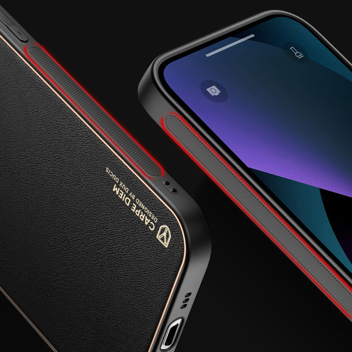 Калъф Dux Ducis Yolo от TPU и кожа за iPhone 13 mini оранжев