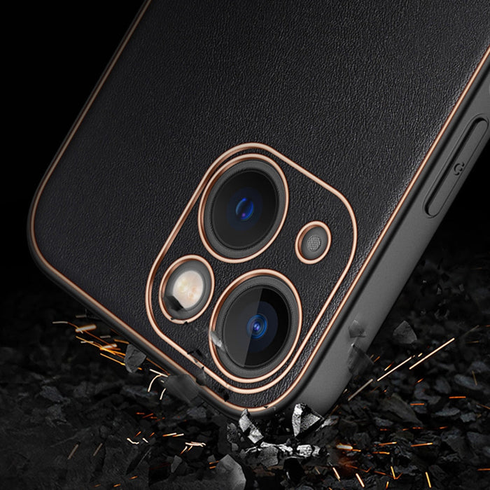 Калъф Dux Ducis Yolo от TPU и кожа за iPhone 13 mini оранжев