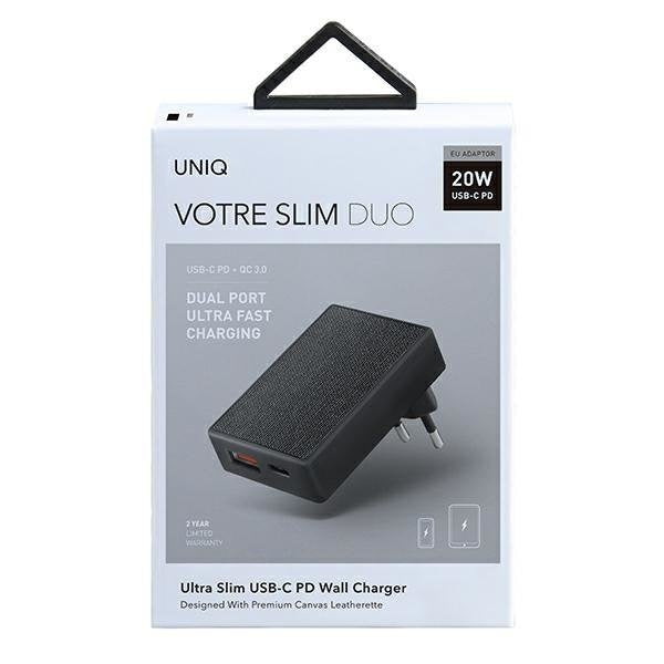 Мрежово зарядно Uniq Votre Slim Duo 20W USB