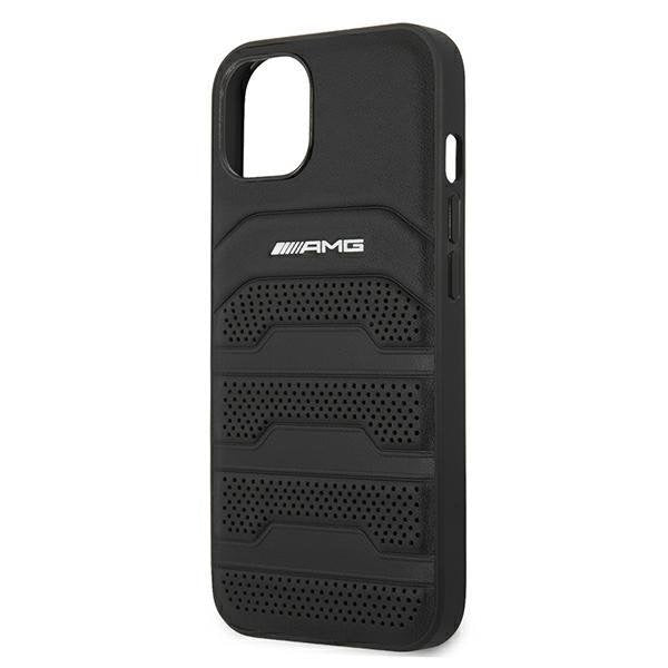 Калъф AMG AMHCP13SGSEBK Leather Debossed Lines, за iPhone 13 mini, черен