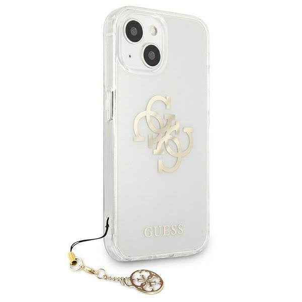 Калъф Guess GUHCP13SKS4GGO 4G, златен Charms Collection, за iPhone 13 mini, прозрачен