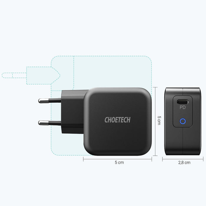 Зарядно устройство Choetech Q6006, USB-C, PD, 61W, QC 3.0, Черен