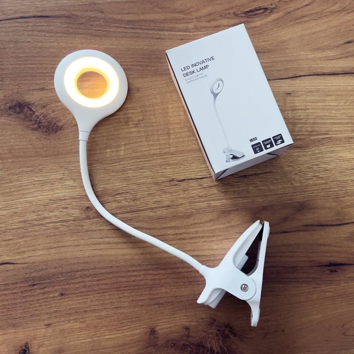 Безжична LED лампа с клипс HQWear micro USB кабел Бял