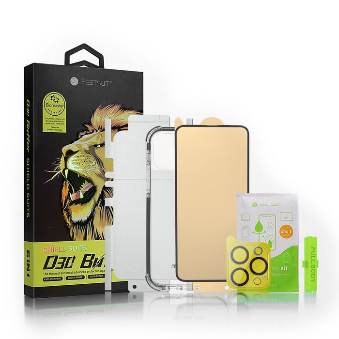 Комплект Bestsuit D30 Buffer, за iPhone 7/8/SE 2020, 6в1, протектор, протектор, за гръб, протектор, за камера, кърпичка, апликатор
