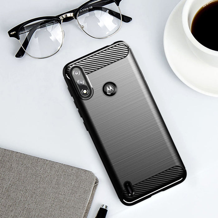 Carbon Case Гъвкав Кейс за Motorola Moto E7i Power black