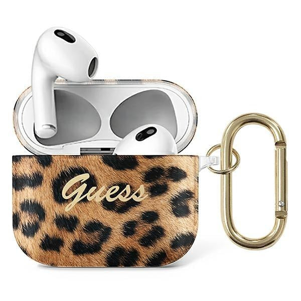 Калъф Guess GUA3USLEO Leopard Collection, за Apple AirPods 3, златен