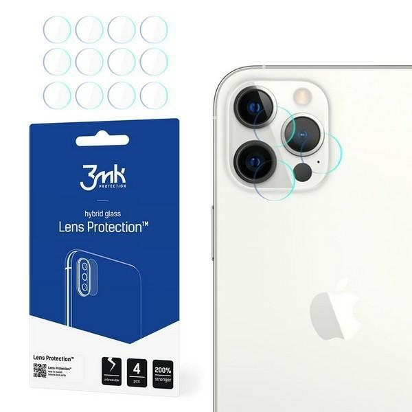 3MK Lens Protection Hybrid Glass Set - предпазни стъклени защитни покрития за камерата на iPhone 12 Pro Max (4 комплекта)