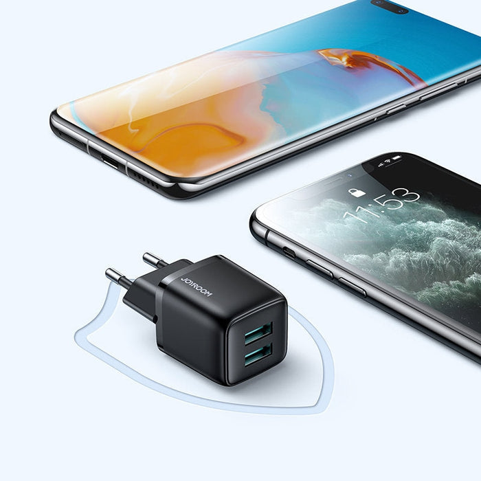 Зарядно устройство Joyroom L-2A121, 2x USB, 12W, 2.4A, 5V, бяло