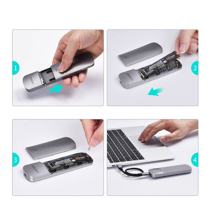 Външна кутия Choetech PC-HDE16, SSD, M.2, USB-C, Сив