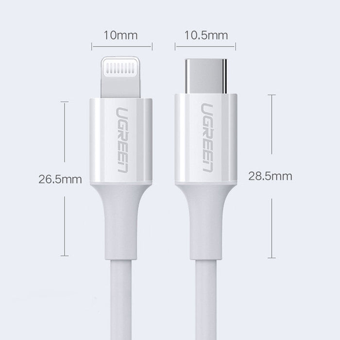 Кабел UGREEN US171 Mfi USB - C към Lightning 3A 1.5 m бял