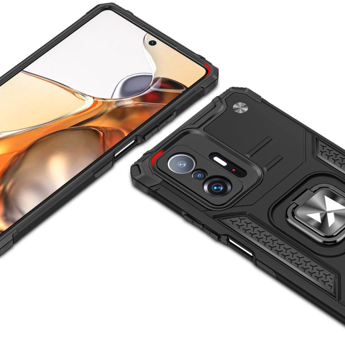 Хибриден кейс Wozinsky Ring Armor с магнитен държач за Xiaomi Mi 11T Pro / Mi 11T, Черен