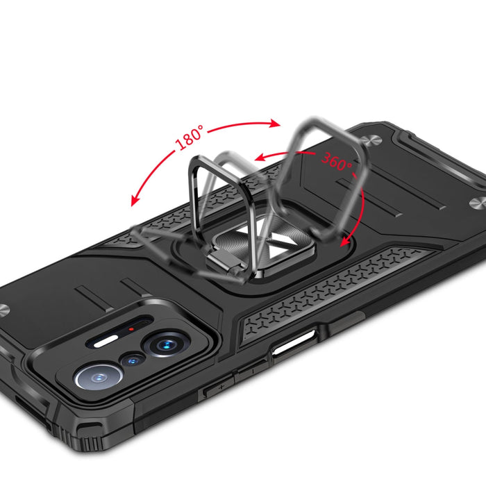 Хибриден кейс Wozinsky Ring Armor с магнитен държач за Xiaomi Mi 11T Pro / Mi 11T, Черен
