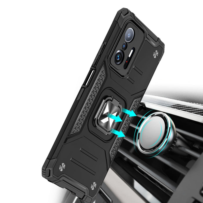 Хибриден кейс Wozinsky Ring Armor с магнитен държач за Xiaomi Mi 11T Pro / Mi 11T, Черен