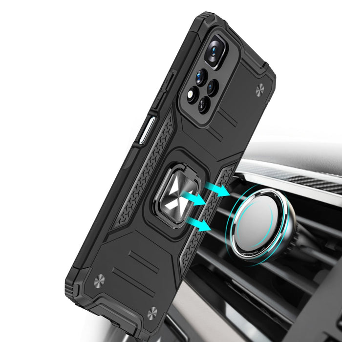 Хибриден кейс Wozinsky Ring Armor с магнитен държач за Xiaomi Redmi Note 11 Pro 5G (China) / Redmi Note 11 Pro + 5G (China) / Mi 11i (India) / Mi 11i HyperCharge / Poco X4 NFC 5G, Черен