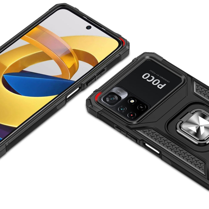 Хибриден кейс Wozinsky Ring Armor с магнитен държач за Mi Poco M4 Pro 5G / Redmi Note 11 5G (China) / Redmi Note 11T 5G / Redmi Note 11S 5G, Син