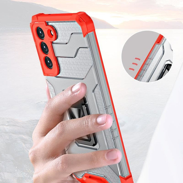 Crystal Ring Case здрав хибриден кейс + Магнитен държач за Samsung Galaxy S22, зелен