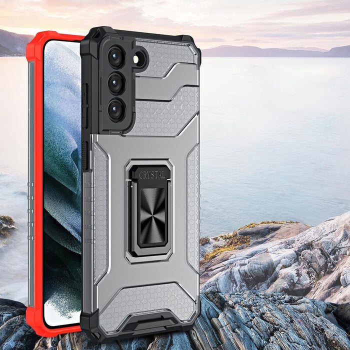 Crystal Ring Case здрав хибриден кейс + Магнитен държач за Samsung Galaxy S22, зелен