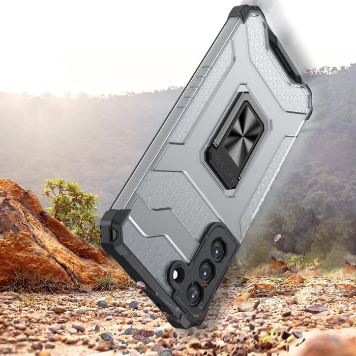 Crystal Ring Case здрав хибриден кейс + Магнитен държач за Samsung Galaxy S22, зелен