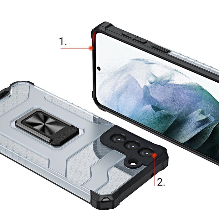 Crystal Ring Case здрав хибриден кейс + Магнитен държач за Samsung Galaxy S22, зелен