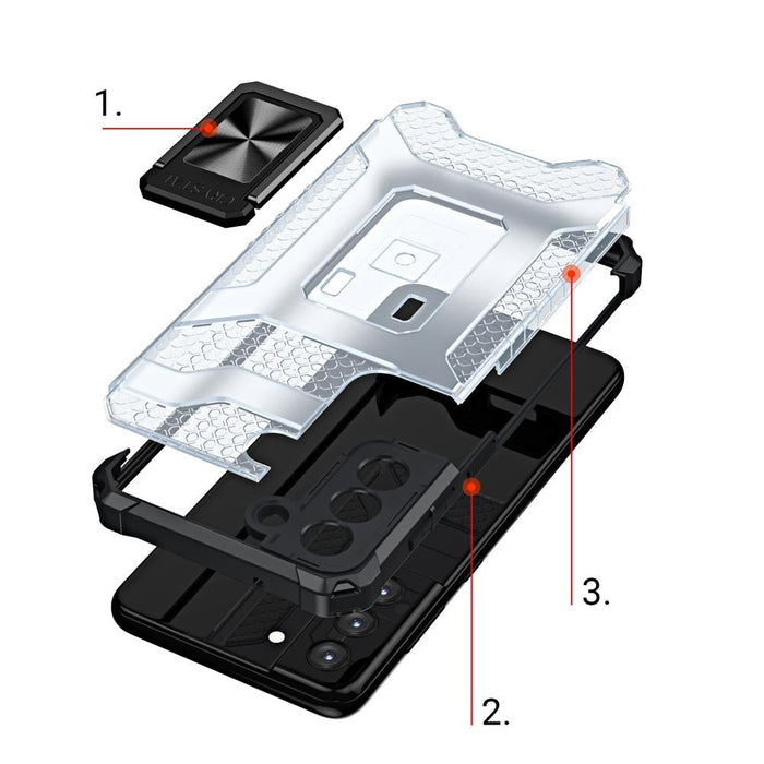 Crystal Ring Case здрав хибриден кейс + Магнитен държач за Samsung Galaxy S22, зелен