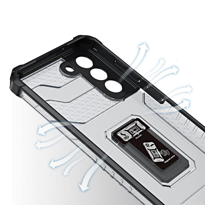 Crystal Ring Case здрав хибриден кейс + Магнитен държач за Samsung Galaxy S22, зелен
