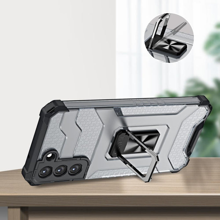 Crystal Ring Case здрав хибриден кейс + Магнитен държач за Samsung Galaxy S22, зелен