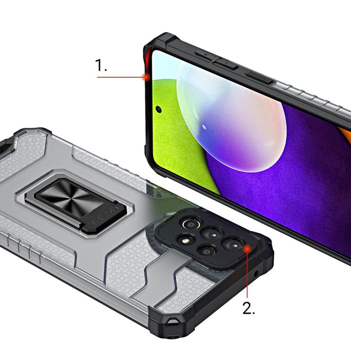 Crystal Ring Case здрав хибриден кейс + Магнитен държач за Samsung Galaxy A13 5G, червен
