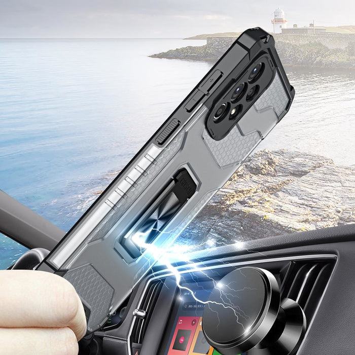 Crystal Ring Case tough hybrid cover + Магнитен държач за Samsung Galaxy A13 5G, черен
