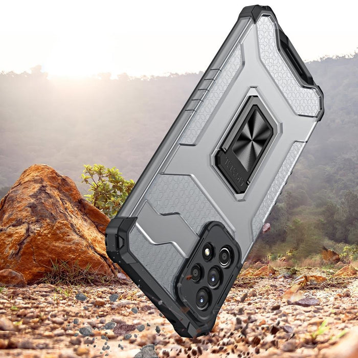 Crystal Ring Case tough hybrid cover + Магнитен държач за Samsung Galaxy A13 5G, черен
