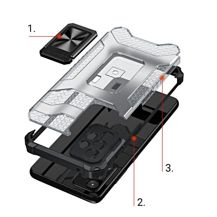 Crystal Ring Case tough hybrid cover + Магнитен държач за Samsung Galaxy A13 5G, черен