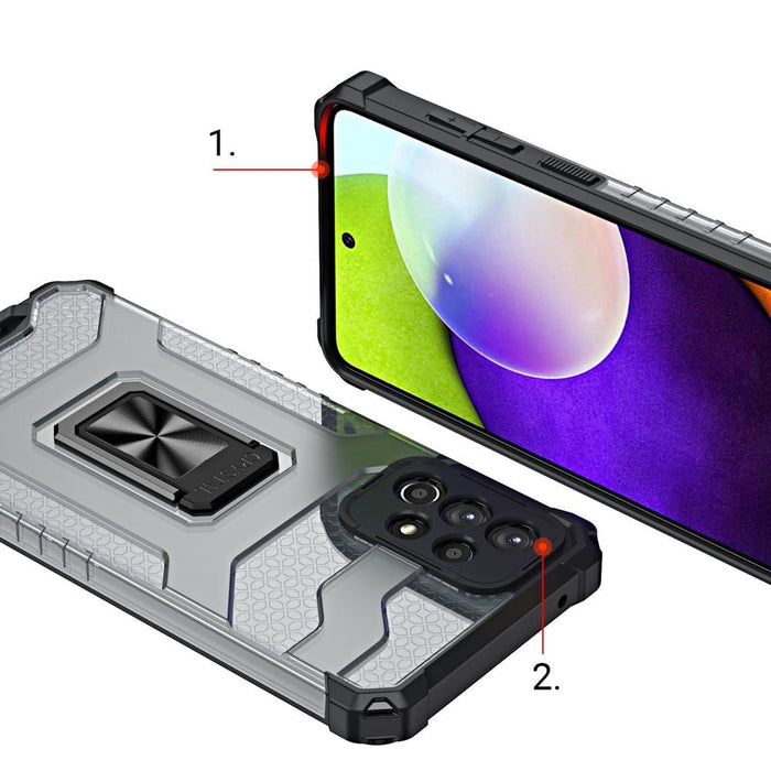 Crystal Ring Case tough hybrid cover + Магнитен държач за Samsung Galaxy A13 5G, черен