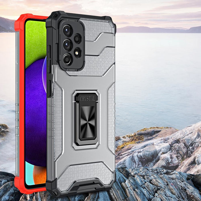 Crystal Ring Case tough hybrid cover + Магнитен държач за Samsung Galaxy A13 5G, черен