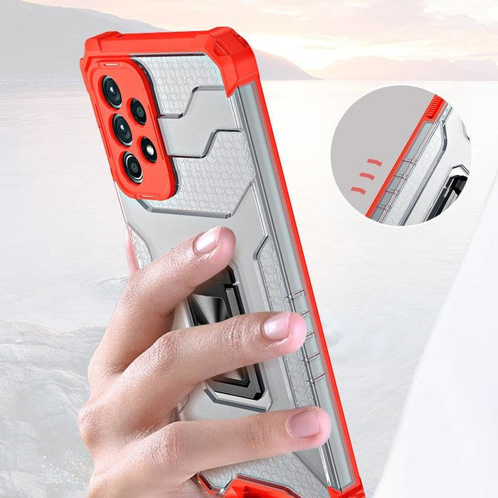 Crystal Ring Case tough hybrid cover + Магнитен държач за Samsung Galaxy A13 5G, черен