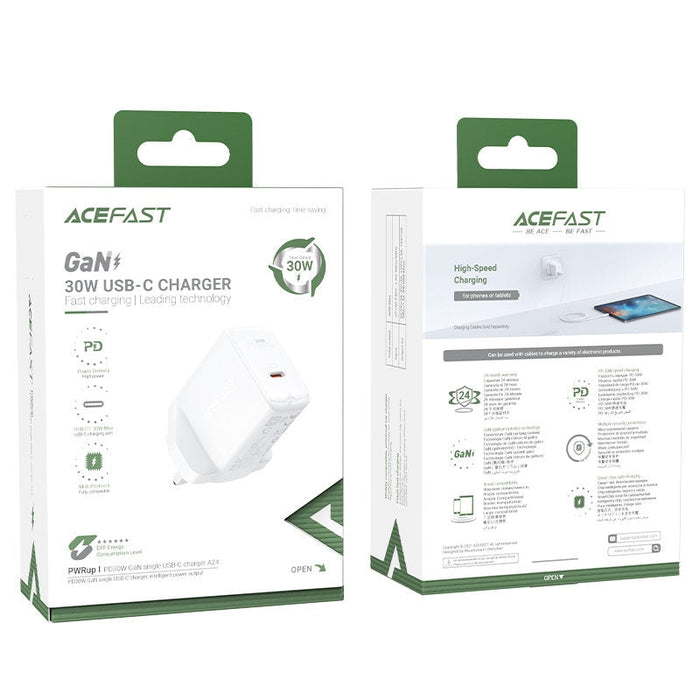Зарядно устройство Acefast GaN UK plug USB