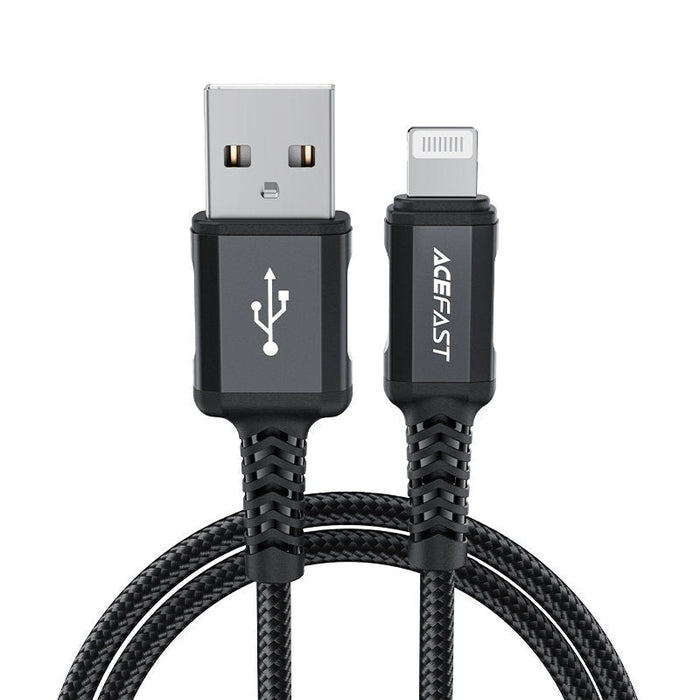 Кабел за зареждане Acefast MFI от USB към Lightning, 1.8m, 2.4А, Черен