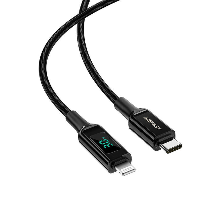 Кабел за зареждане Acefast MFI от USB Type C към Lightning, 1.2m, 30W, 3A, Черен