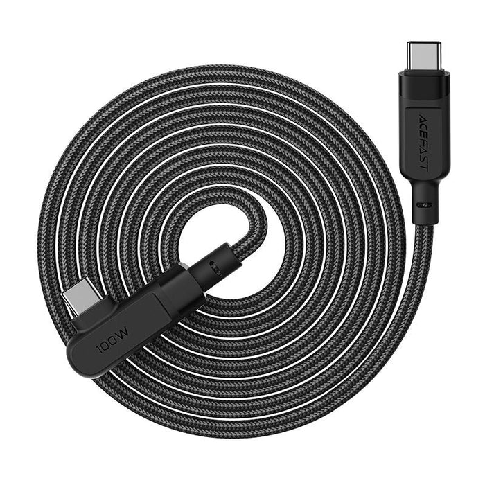 Кабел Acefast C5-03, ъглов, USB-C към USB-C, 2m, 100W, 20V, 5A, черен