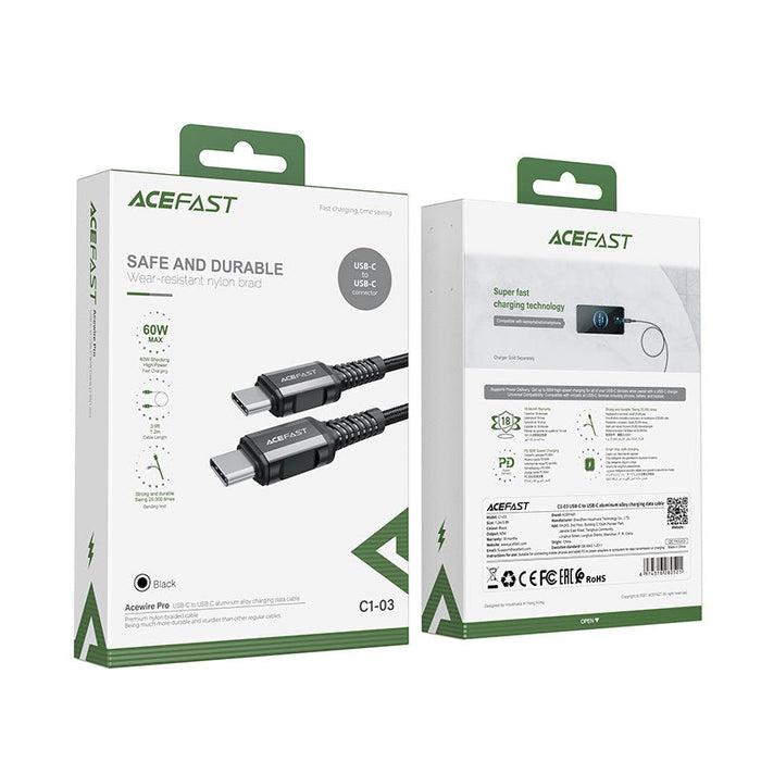 Кабел Acefast C1 - 03 USB - C към 1.2 m 60W 20V 3A черен