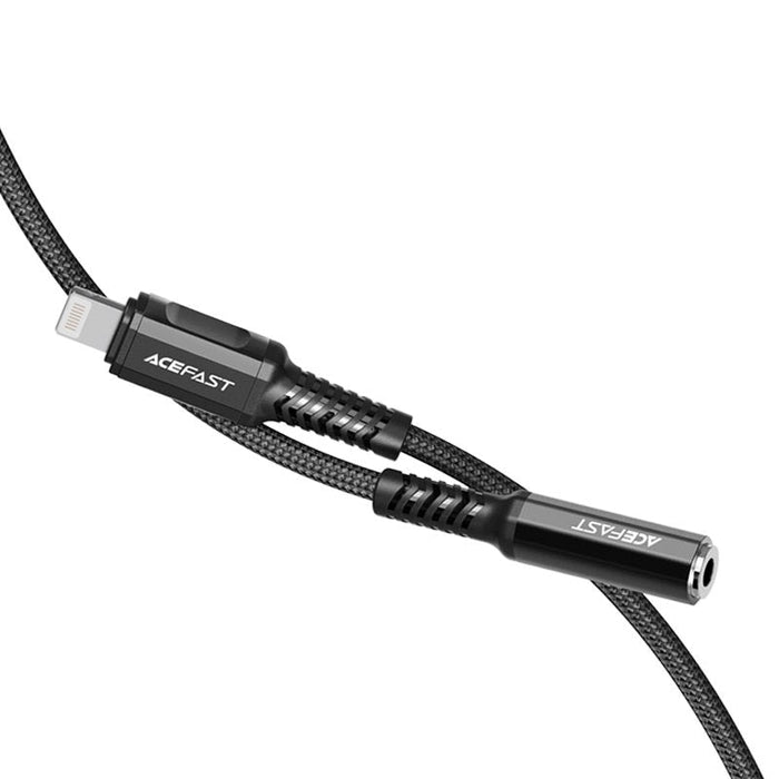 Аудио кабел Acefast MFI от Lightning към 3.5mm мини жак, 18cm, AUX, Черен