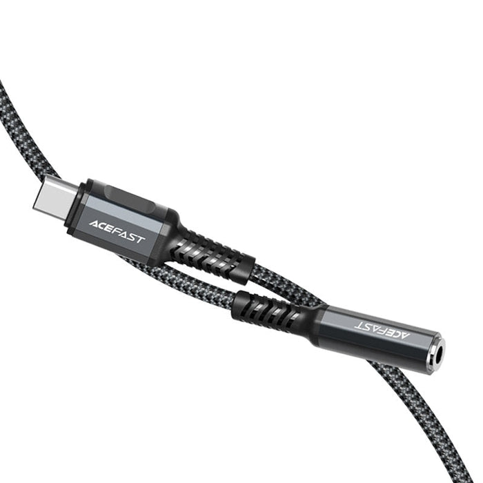 Кабел Acefast C1-07, USB-C към 3.5 mm mini jack female, 18 cm, DAC, AUX, сив