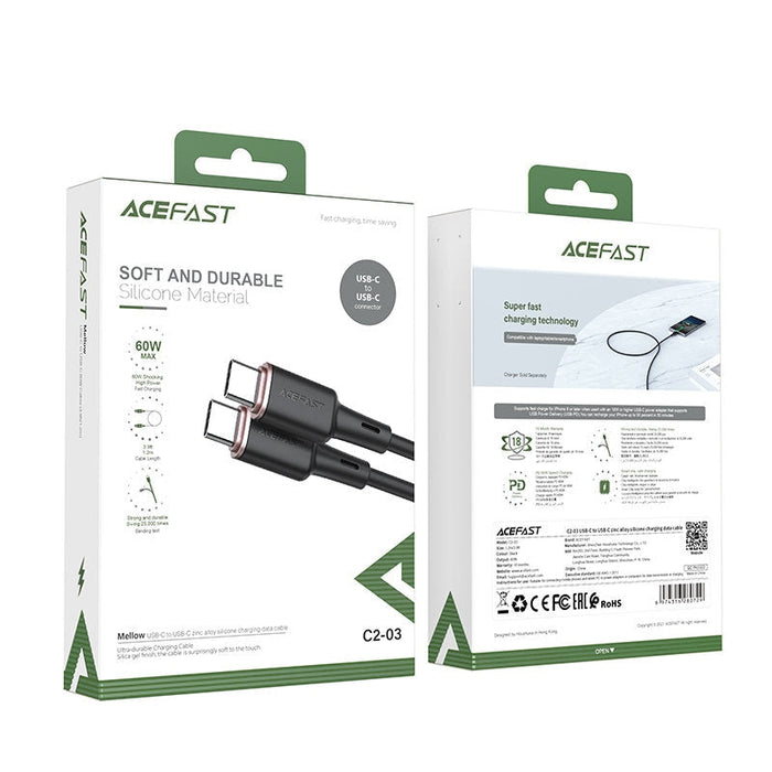 Кабел Acefast C2 - 03 USB - C към 1.2 m 60W 20V 3A черен