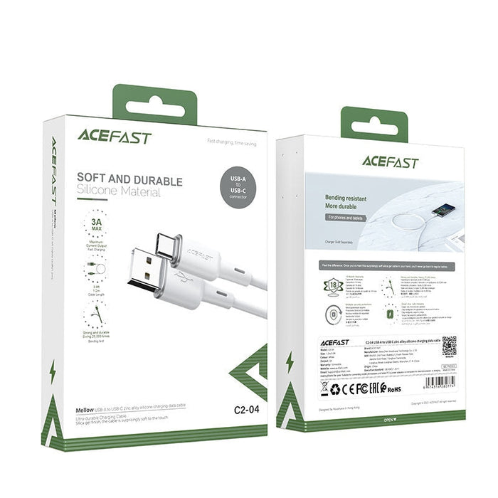 Кабел Acefast C2 - 04 USB към USB - C 1.2 m 3A бял